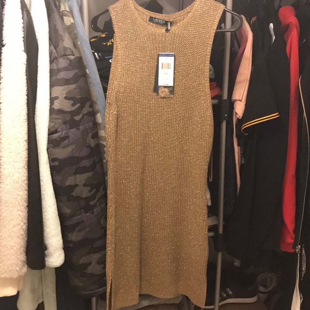 Knitted Metallic Gold Sweater/coverup